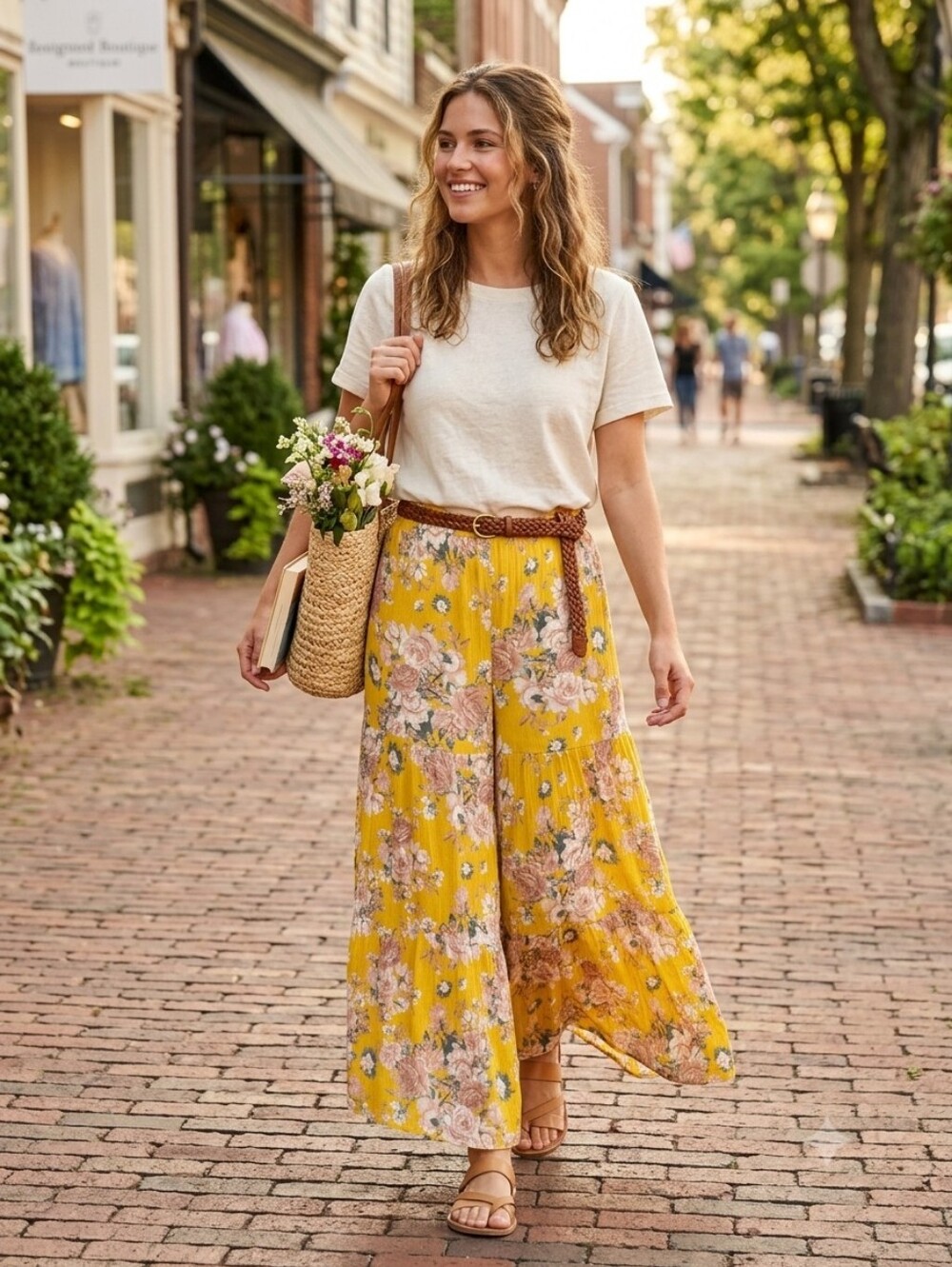 Umgee Boho Hippie Tiered Floral Pants.